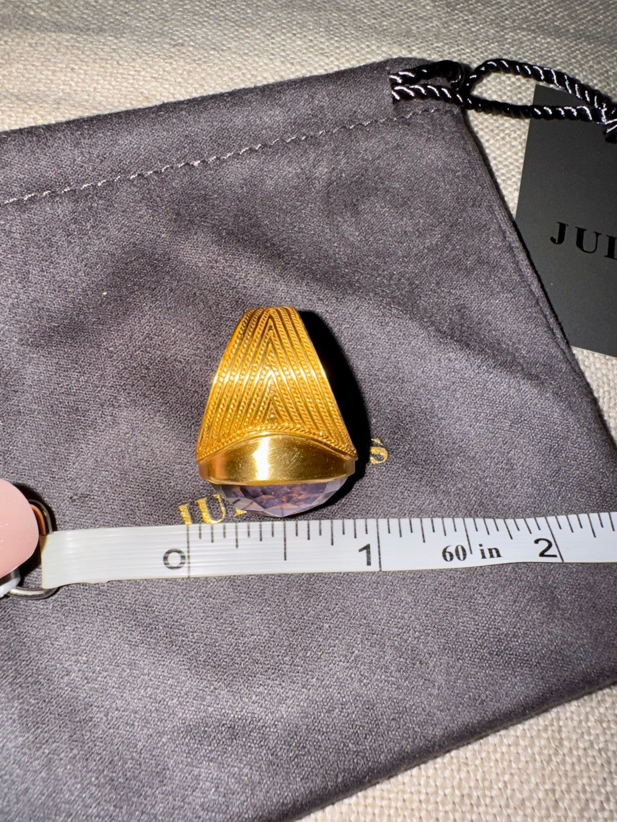 Julie Vos 8 Iridescent Heather Lavender Statement Ring ADJUSTABLE 24K Plated Julie Vos