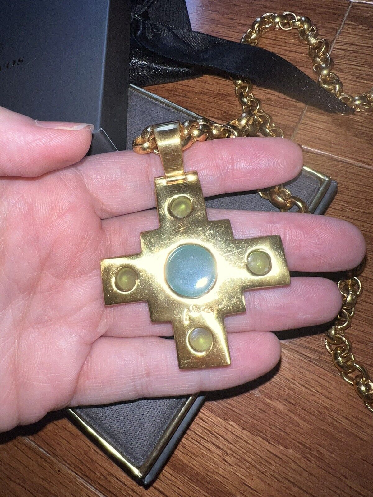 Julie Vos Large Statement Cross Necklace & Pendant W/ Heavy Gold Chain