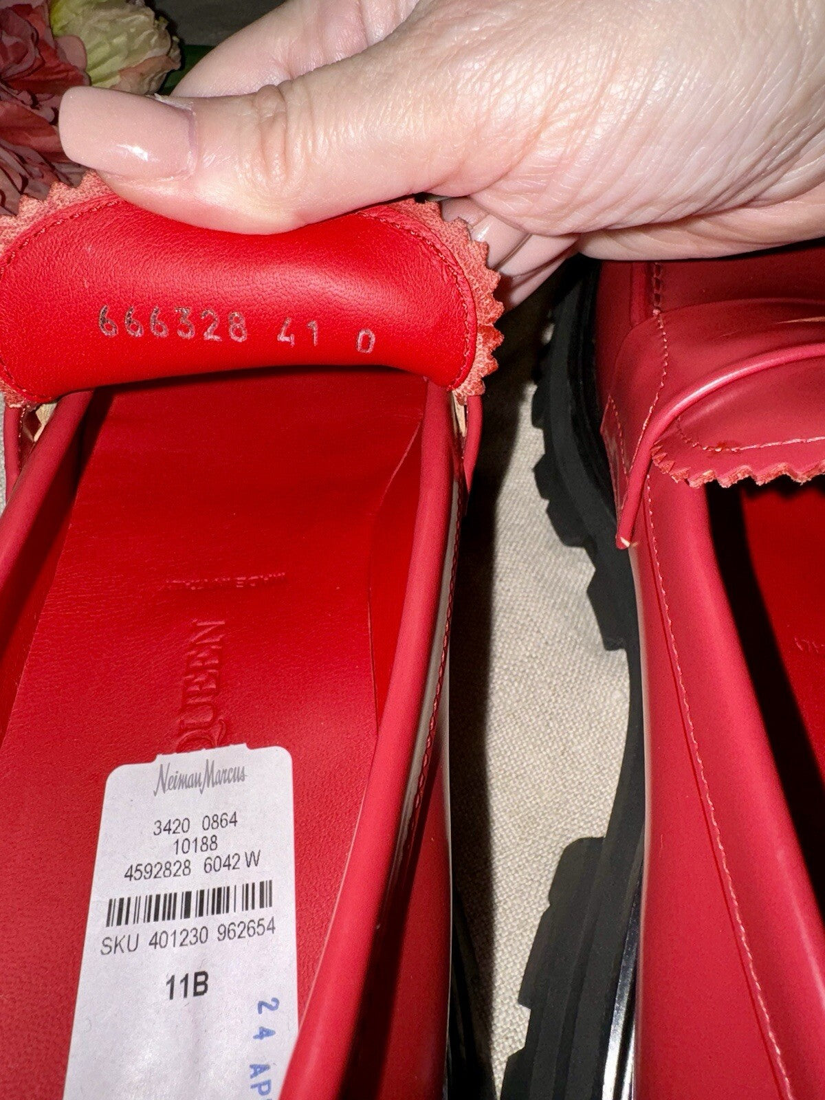 Alexander McQueen Wander Women's Red Leather Platform Loafer Shoes IT 41 / US 11 Alexander McQueen