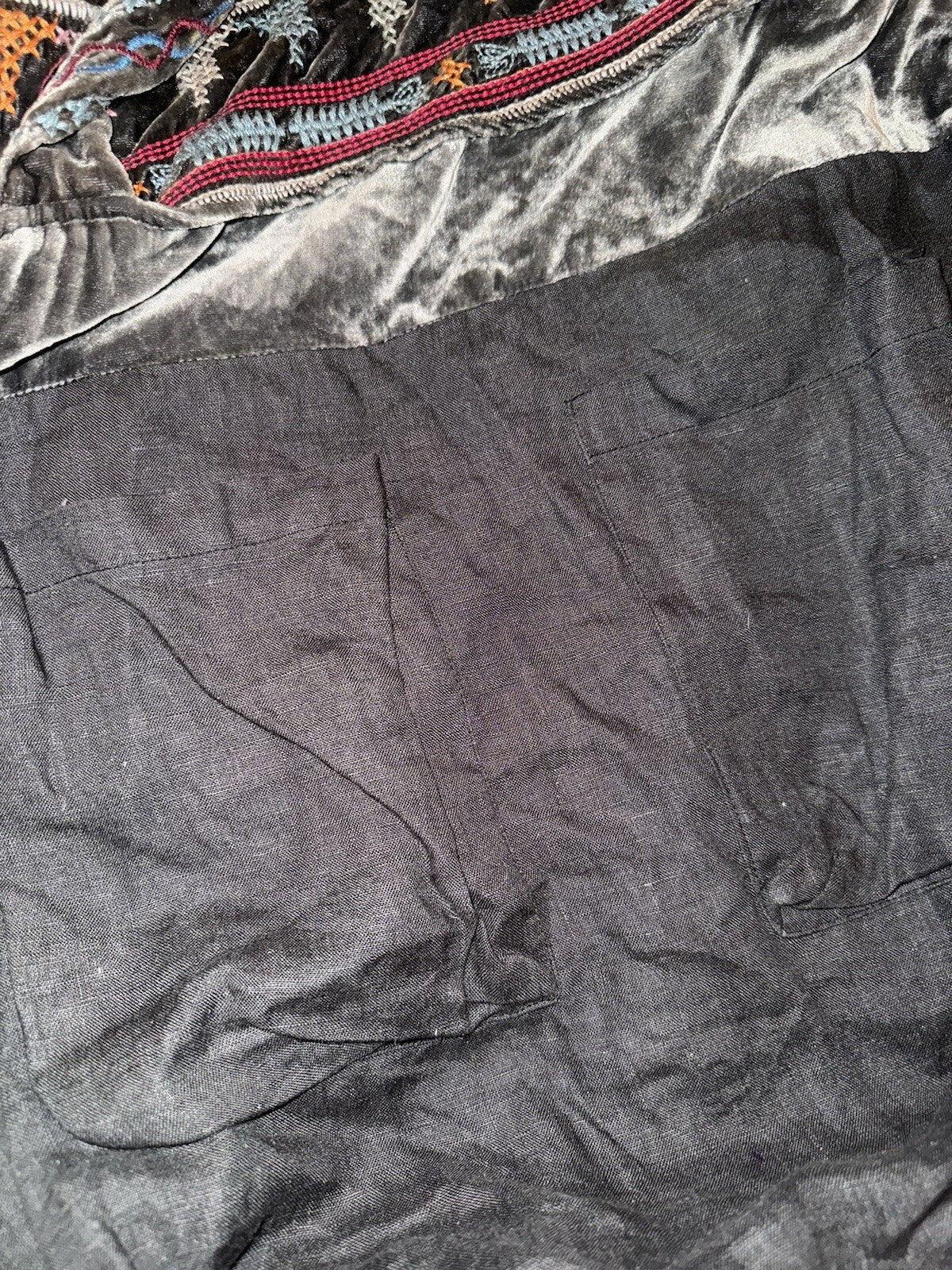 Johnny Was Large Grey Velvet Hobo Bag Tote Purse Embroidered Crossbody Johnny Was