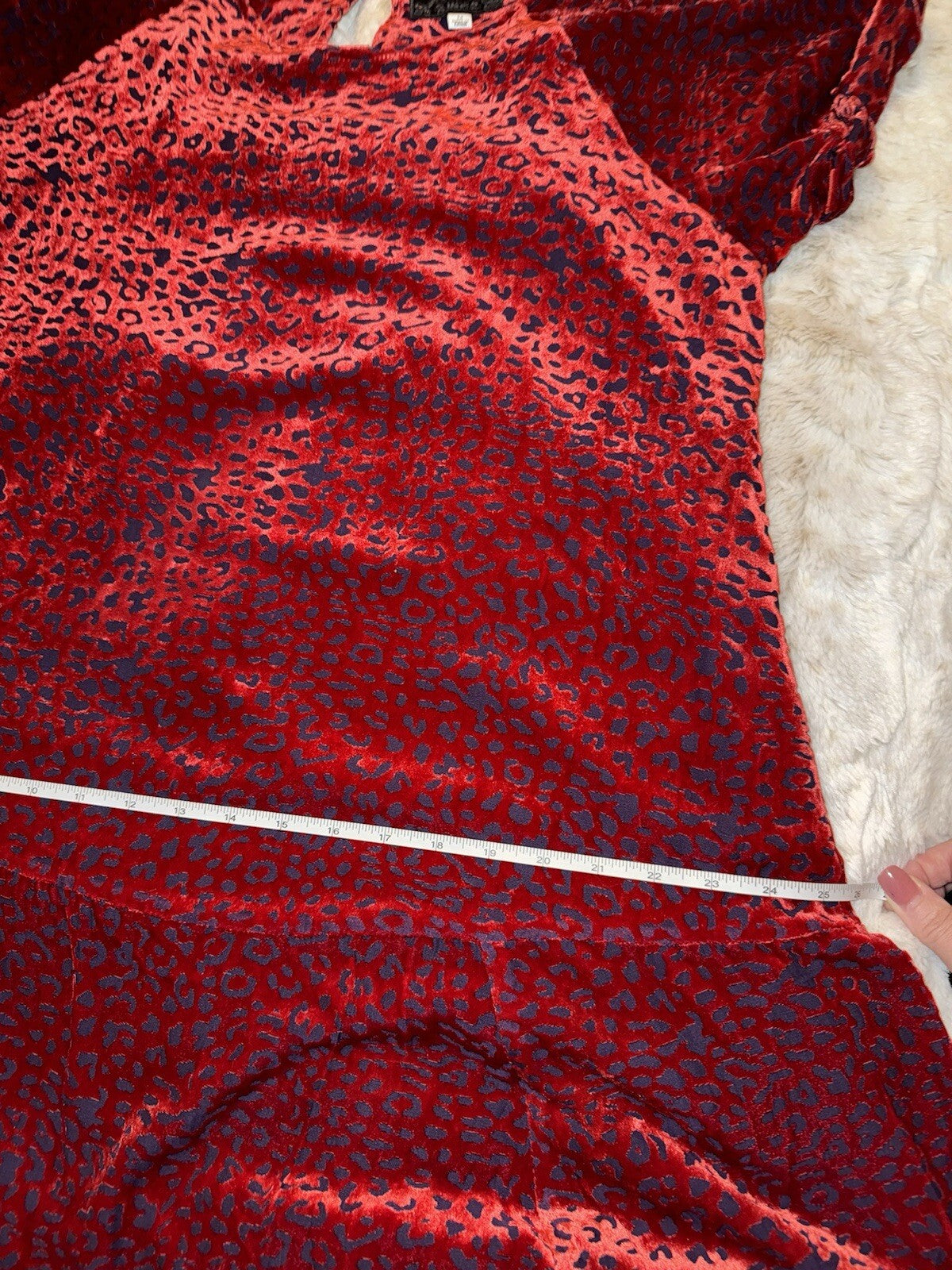 Johnny Was M Medium Red Velvet Burnout Shift Mini Dress Party Scoop Neck Johnny Was