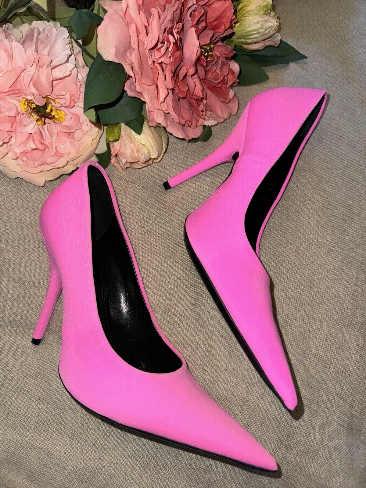 $976 Balenciaga Women's Pink Knife Stretch Stiletto Pump Heels Shoes Sz 37 US 7