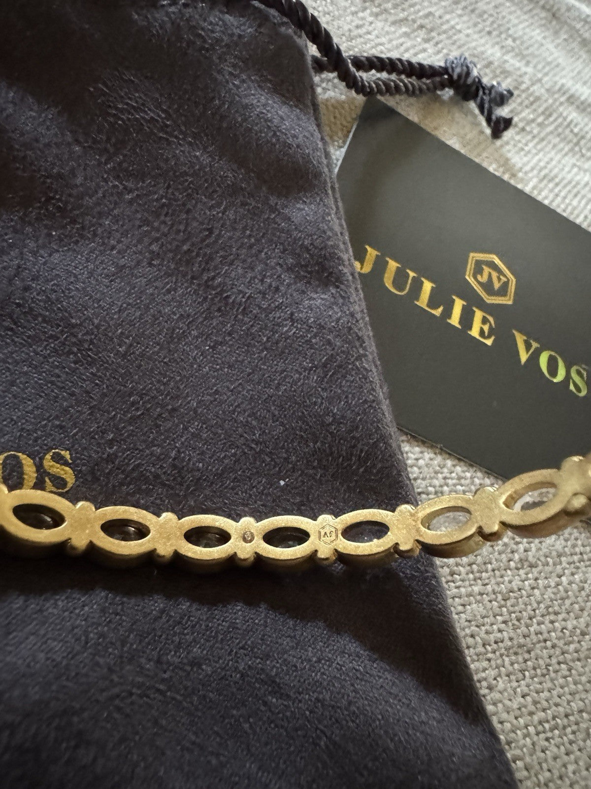 Julie Vos Bracelet 24K Gold Plated Clear Crystal Bangle Sz Medium Stacking Julie Vos
