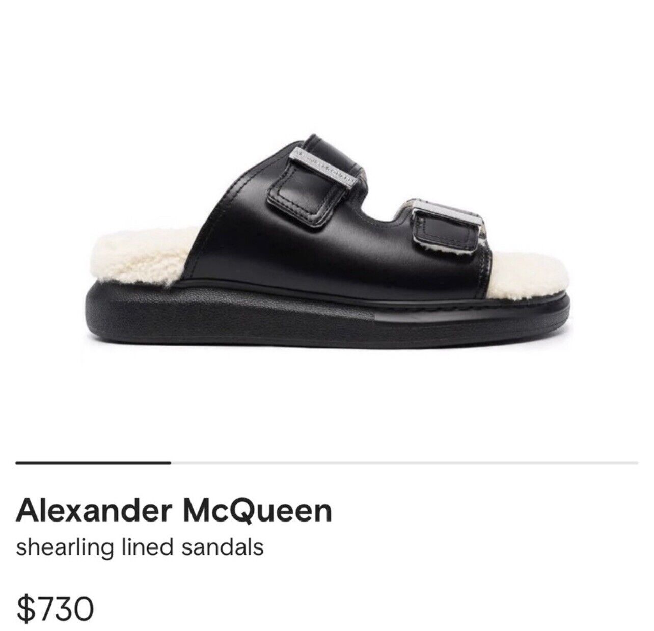 Alexander McQueen Shearling Lined Hybrid Slide  sz  43  US 10 Retail $730