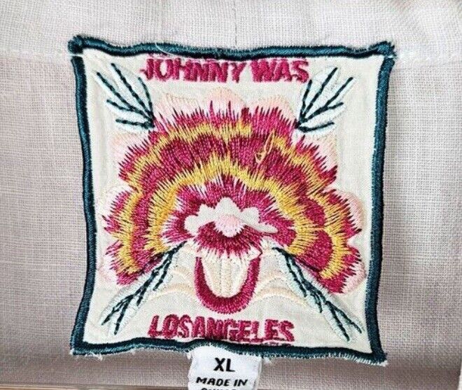 Johnny Was XL 1X Linen Embroidered Kimono Cardigan Top Wrap Jacket Coat