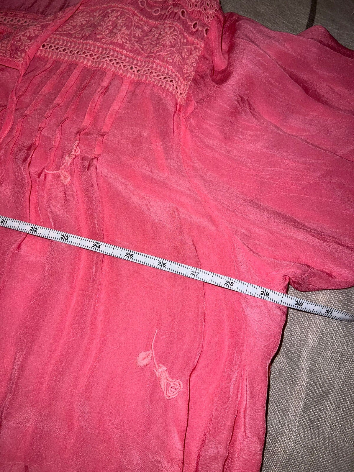 Johnny Was 2X Embroidered Tunic Top Pink Eyelet Lace Peasant Blouse Mini Dress Johnny Was