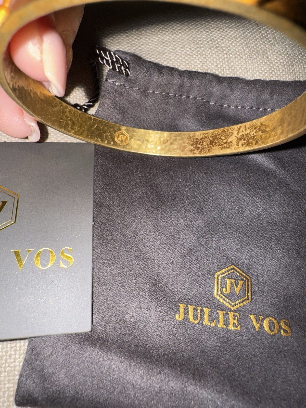 Julie Vos Bangle Iridescent Blue Stacking Bracelet Sz M Medium 24k Gold Plated Julie Vos