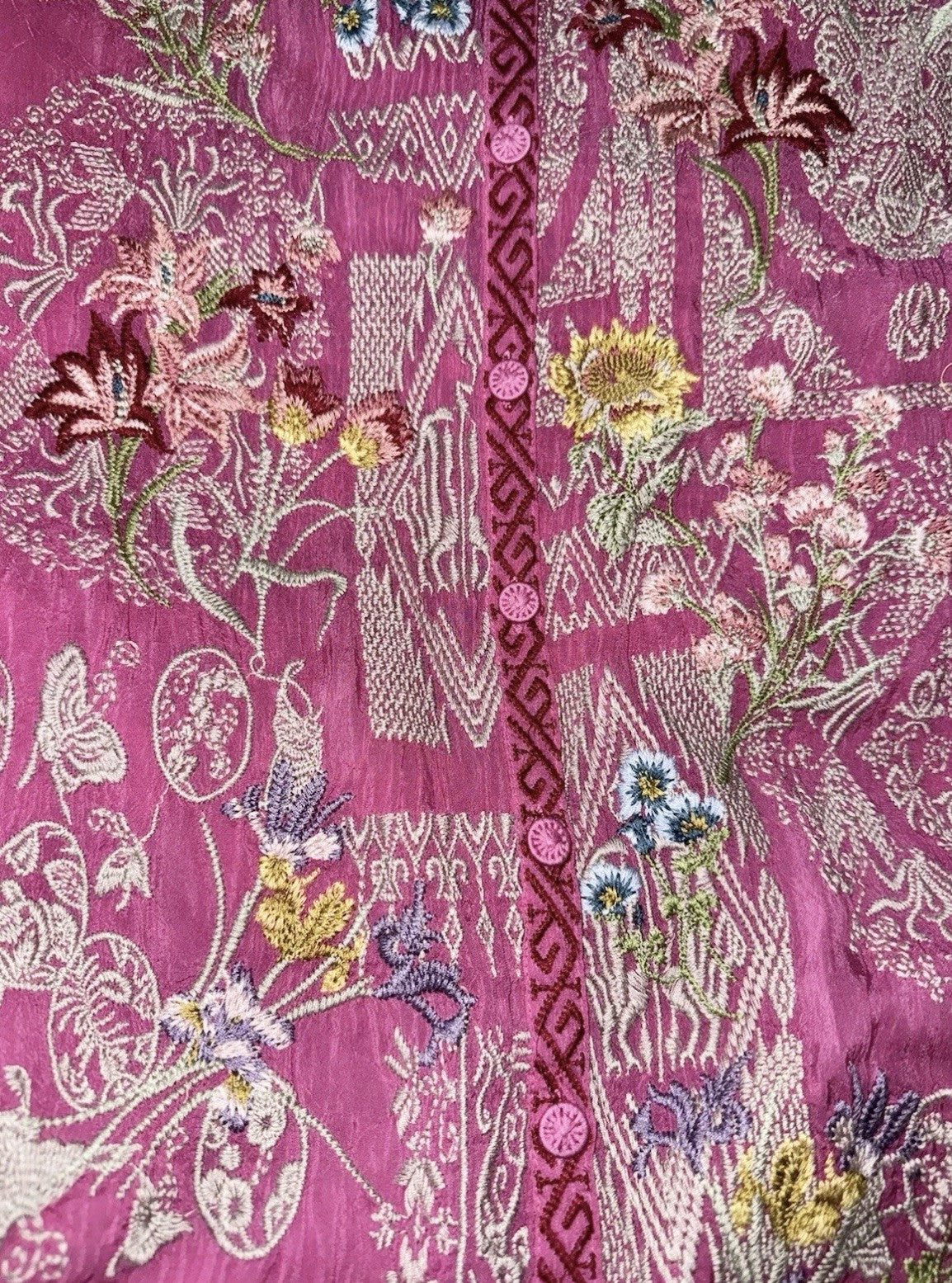 Johnny Was XXL Pink Tunic Top Pink Button Up Blouse Shirt Embroidered Shirt Johnny Was