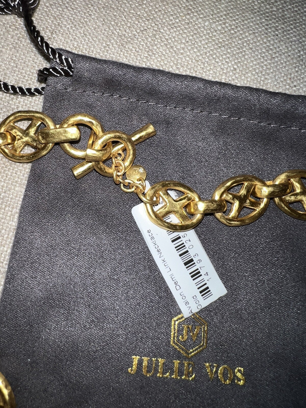 Julie Vos 24k Gold Plated XO Toggle Link Necklace ADJUSTABLE STUNNING Julie Vos