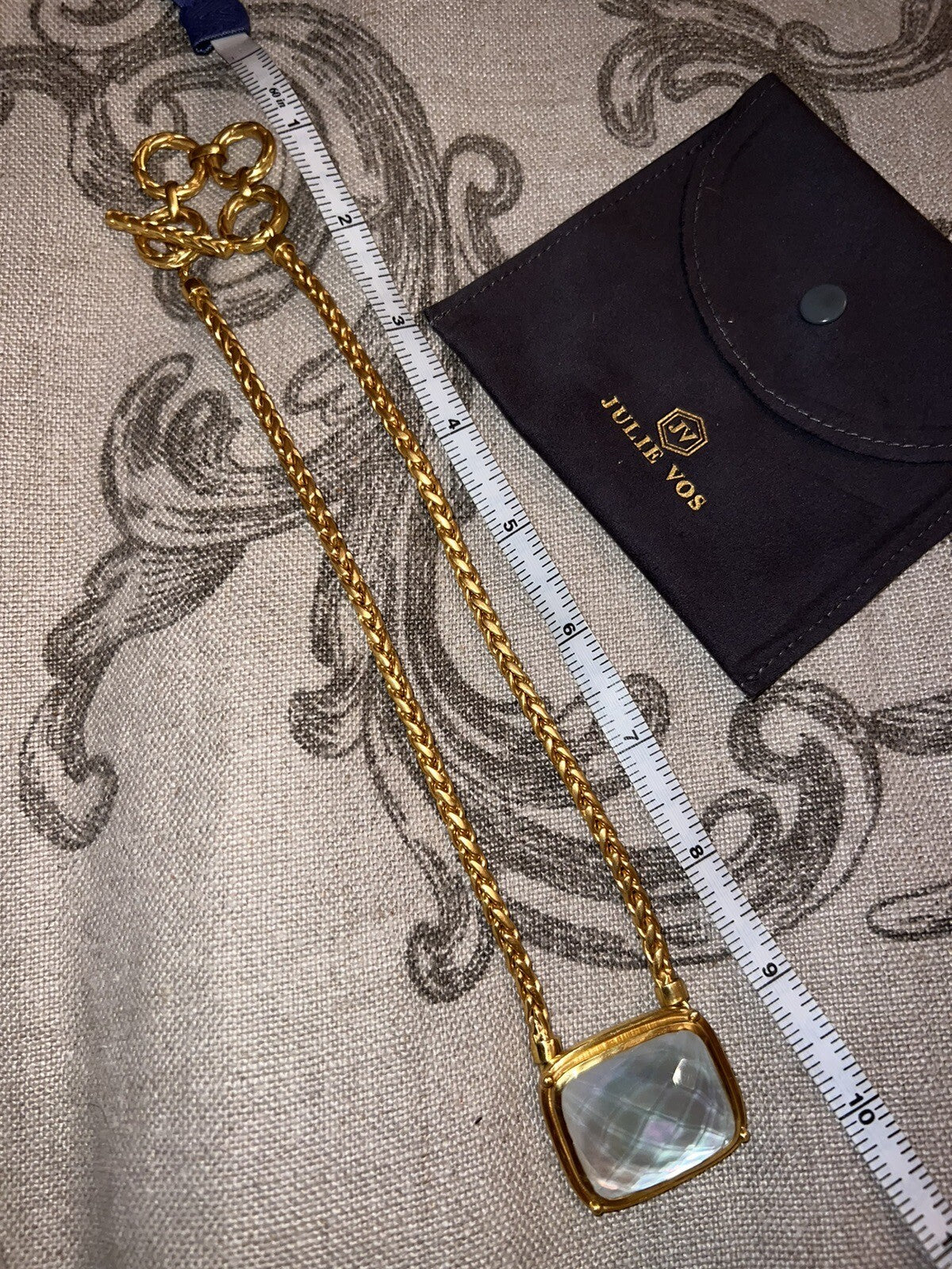 Julie Vos White/Clear Iridescent Pendant & 24k Gold Plated Chain Necklace Julie Vos