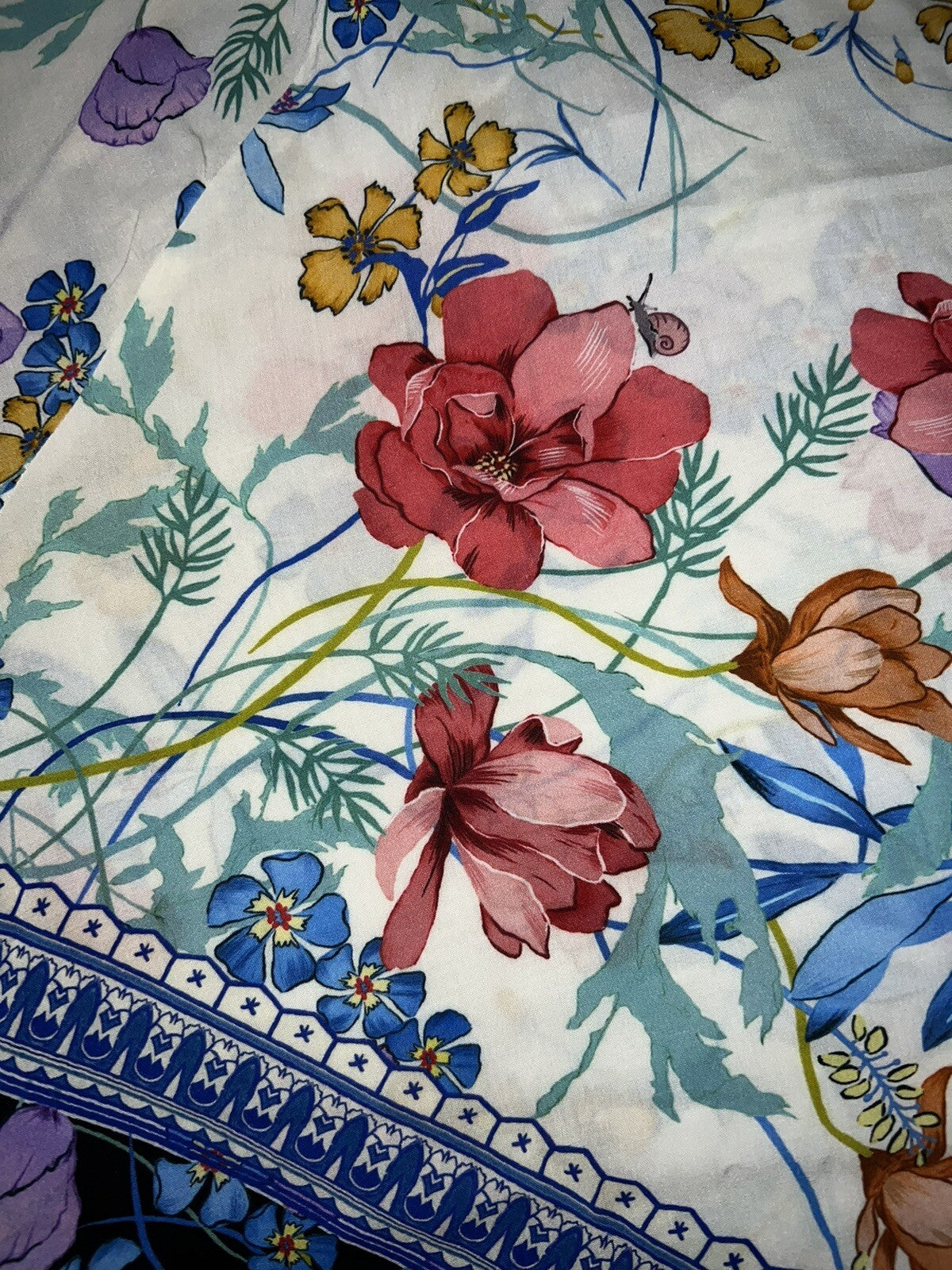 Johnny Was 1X Peasant Blouse Silky Floral Tunic Top Lightweight Cool White BOHO Johnny Was