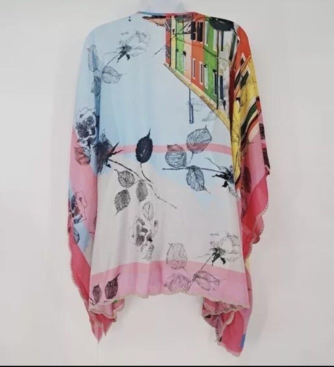 Johnny Was O/S Angelica 100% Silk Lagen One Size Tunic Blouse Poncho Cover Up