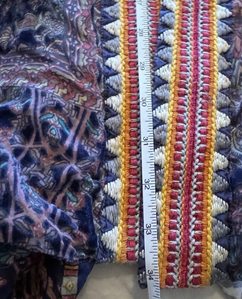 Johnny Was M Medium Burnout Velvet Kimono Duster Wrap Cardigan Jacket Purple Johnny Was