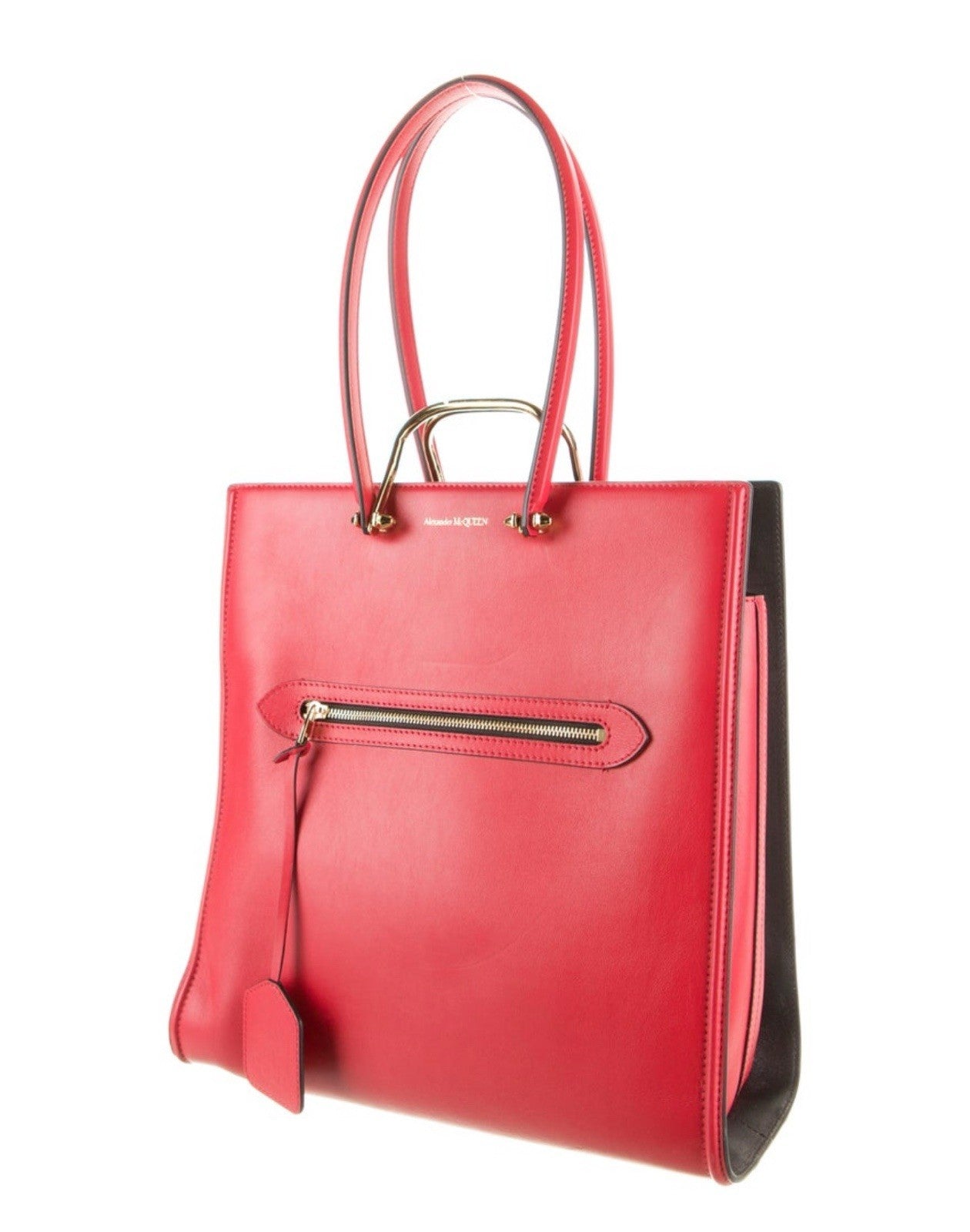 Alexander McQueen Red Leather Tall Story Bag/Tote Authenticated Retail $2590 WOW Alexander McQueen