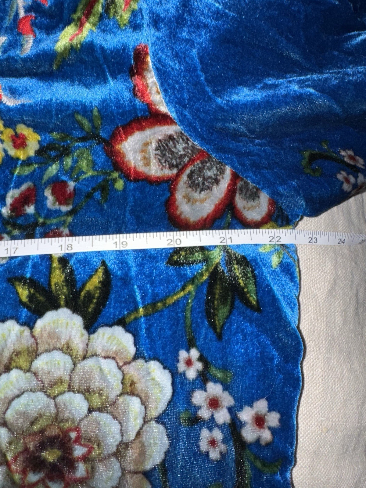 Johnny Was L Blue Velvet Bomber Jacket Flight Coat Floral Lightweight Warm Soft Johnny Was