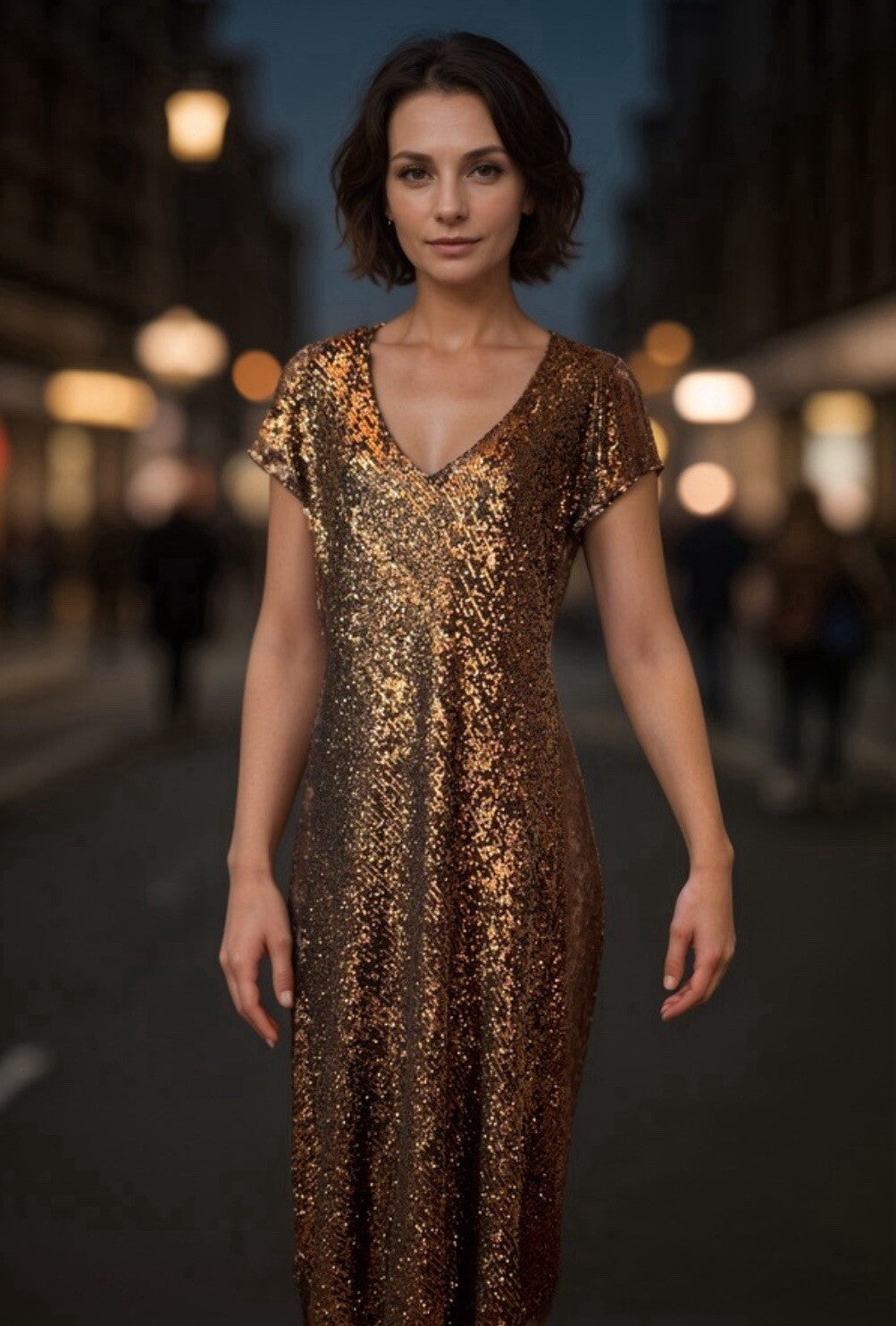 Johnny Was Gold XL Sequin Maxi Dress Long Flowy Mesh Slip Sequins Party Johnny Was