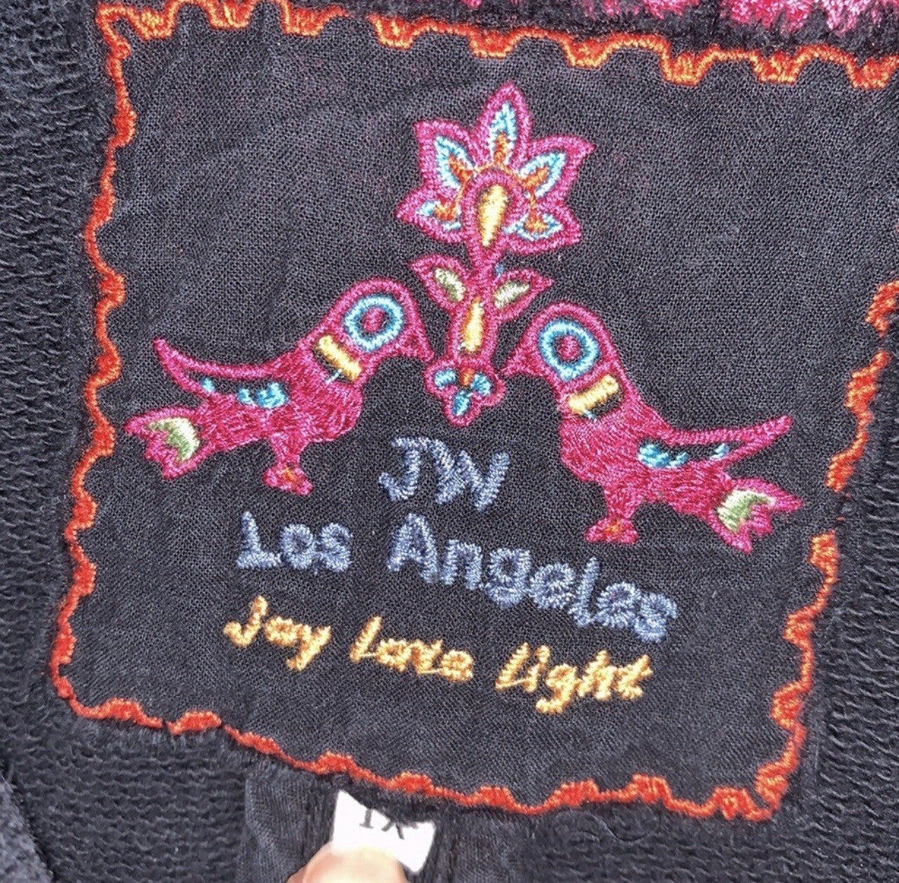 Johnny Was 1X Charcoal Military Style Coat Jacket Wrap Embroidered Soft & Warm Johnny Was