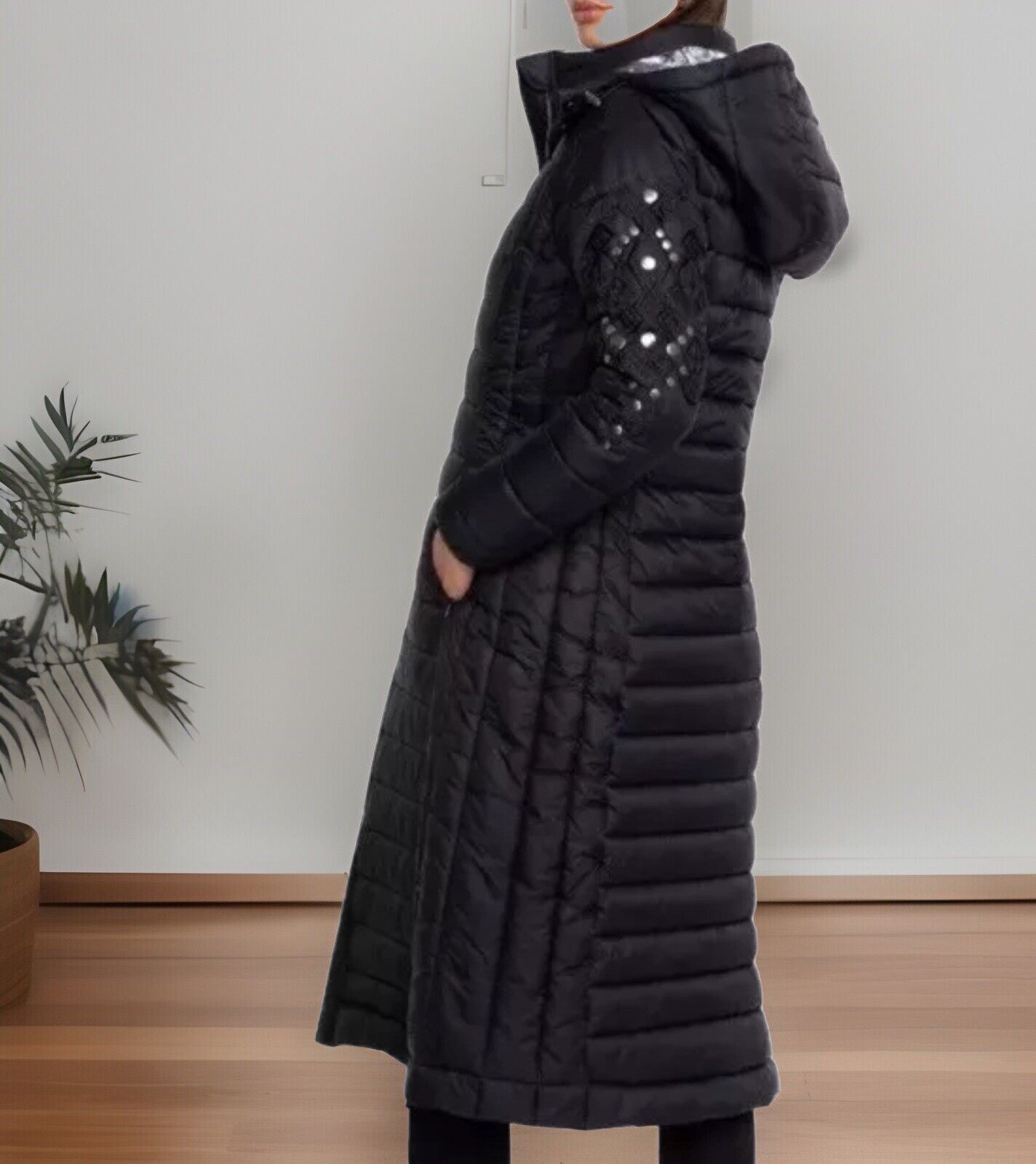 Johnny Was XL Black Puffer Coat Jacket Embroidery On Sleeves $598 Retail Johnny Was