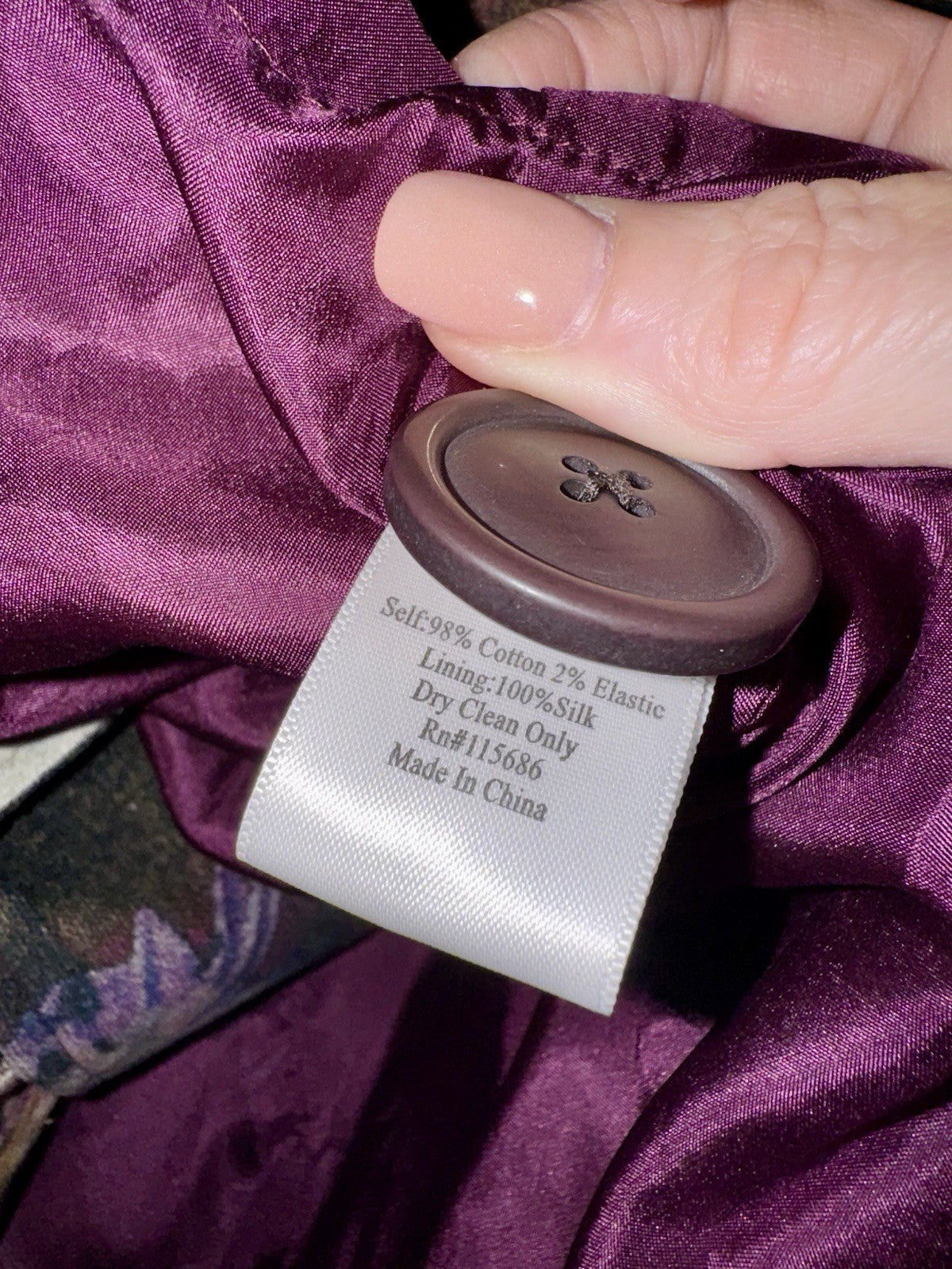 Johnny Was L Purple & Mauve Velour Military Jacket Trench Coat Silk Lined Johnny Was