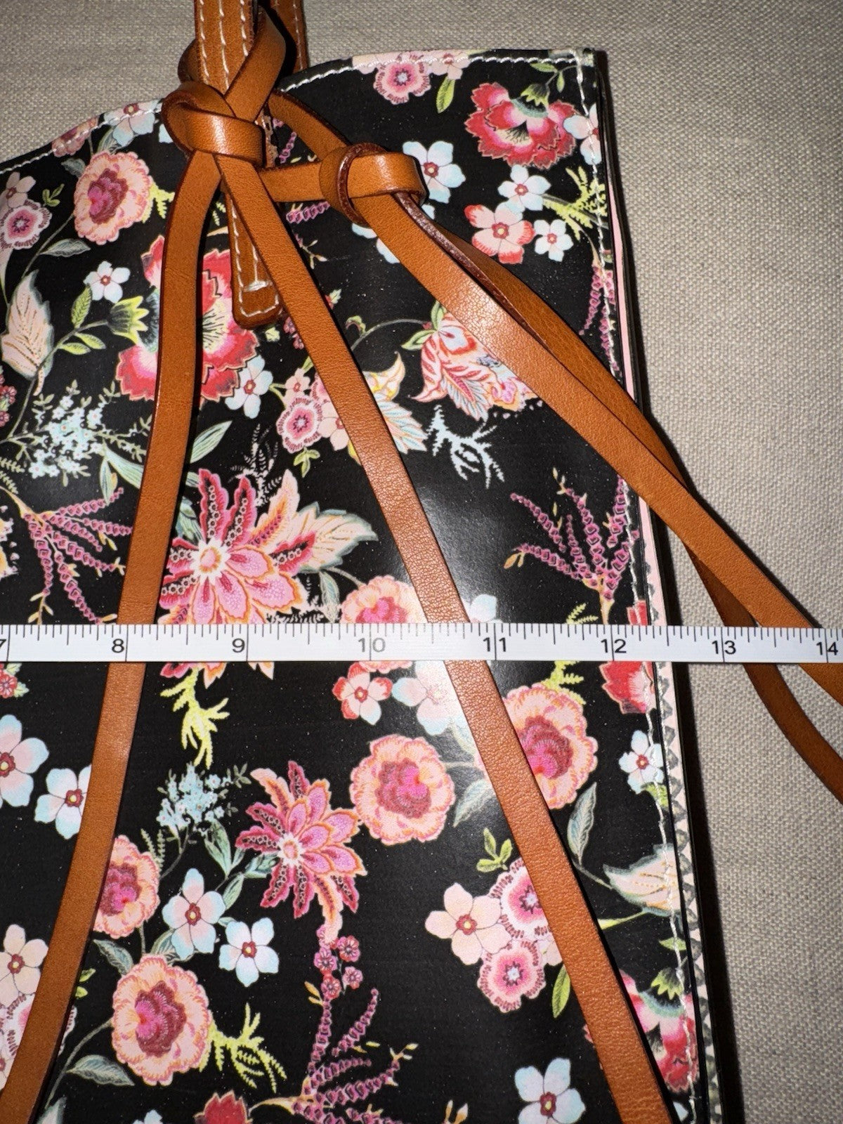 Johnny Was Black & Pink Coated Canvas Dreamer Bag Purse Tote Leather $428 Johnny Was