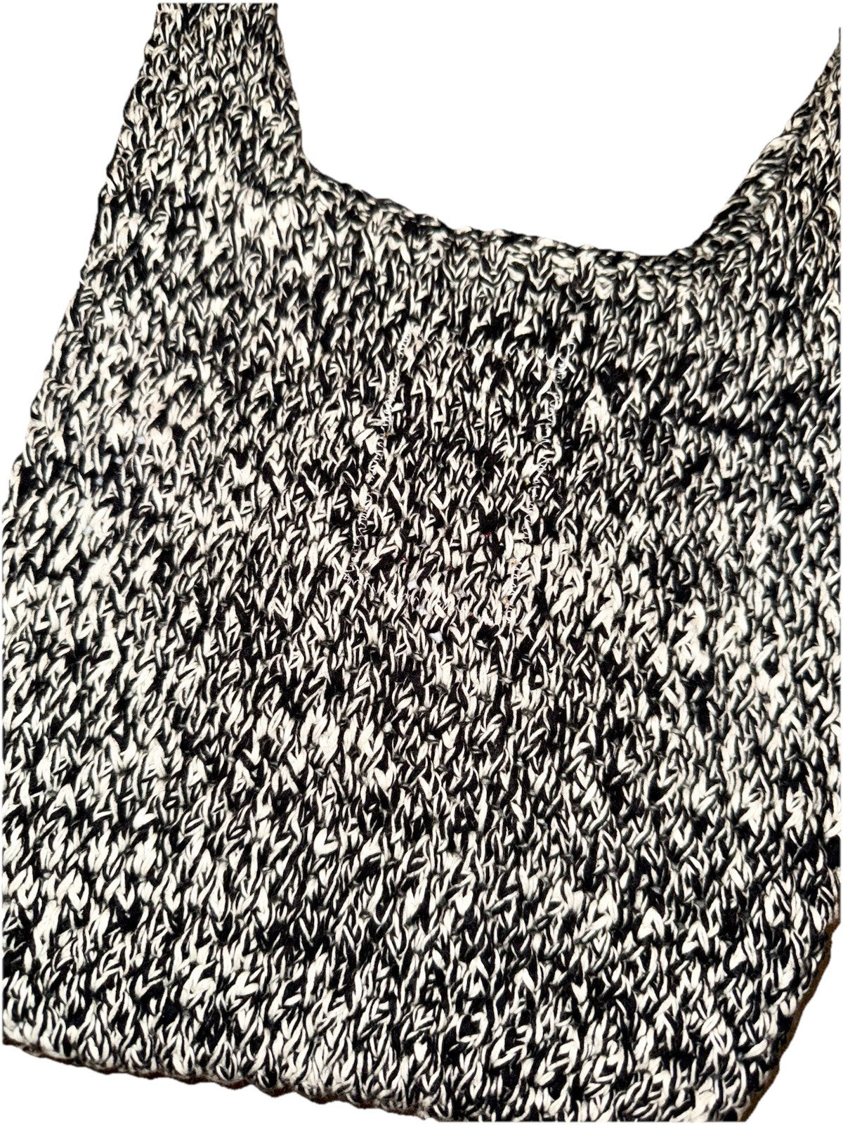 Johnny Was Black & White Sling Bag Crochet Slouch Hobo Tote Purse Crossbody Johnny Was