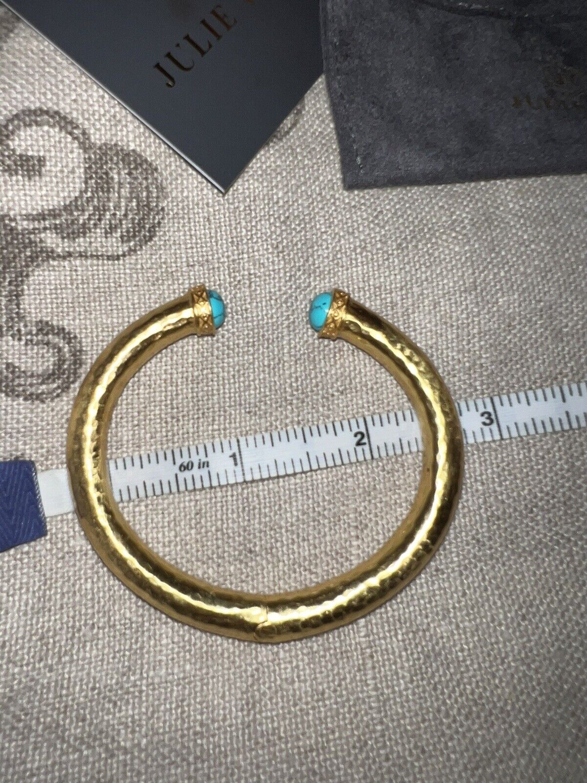 NEW Julie Vos Hinged Bangle Bracelet Blue Turquoise 24k Gold Plated NWOT