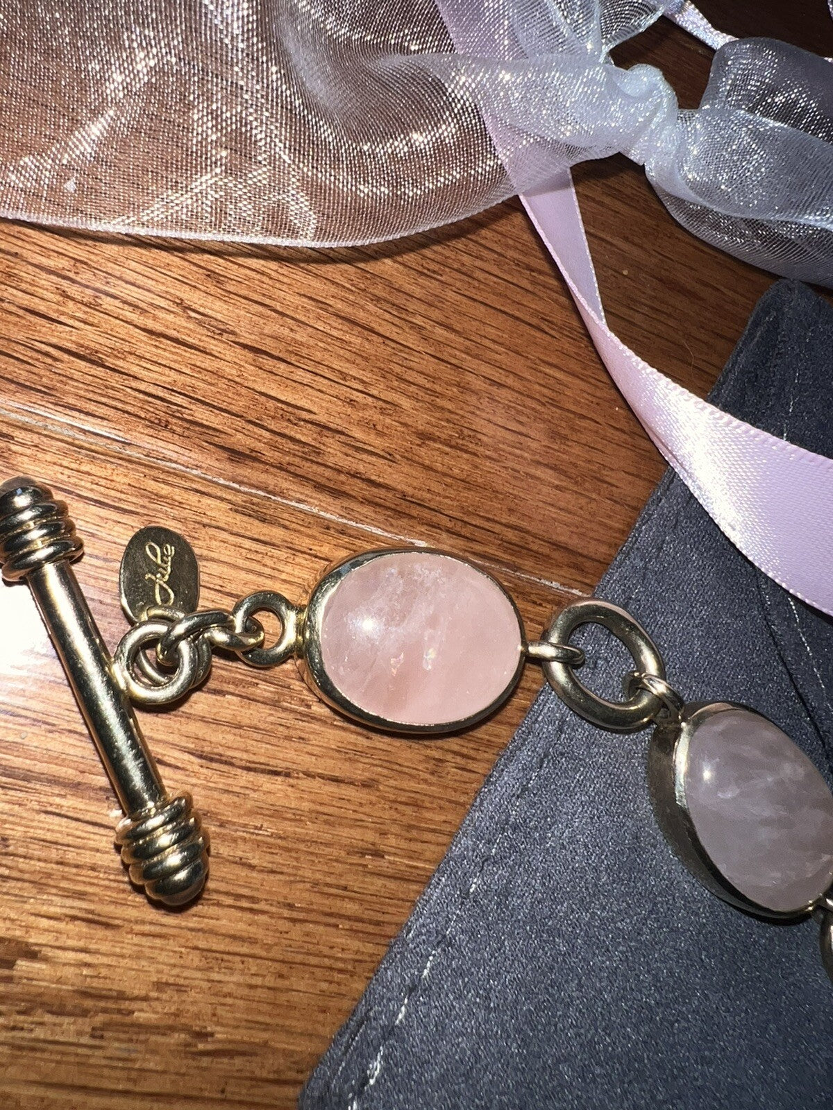 Julie Vos Pink Quartz Toggle Link Bracelet Adjustable Soft & Feminine Julie Vos