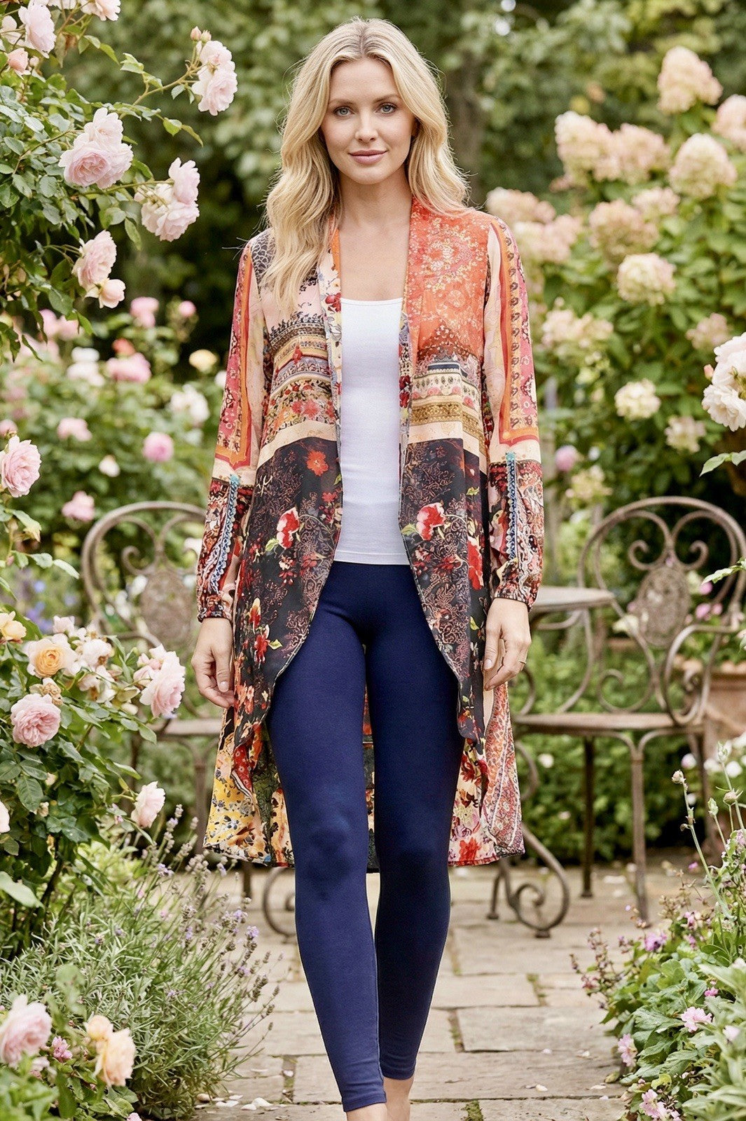 Johnny Was L Large REVERSIBLE HiLow KIMONO Duster Jacket Coat Boho Chic Johnny Was