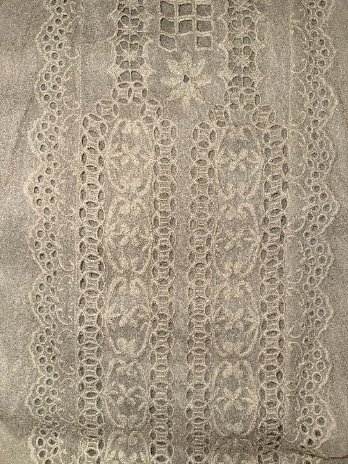 Johnny Was 3X Ivory Long Sleeve Tunic Top Blouse Shirt Off White Eyelet Lace Johnny Was