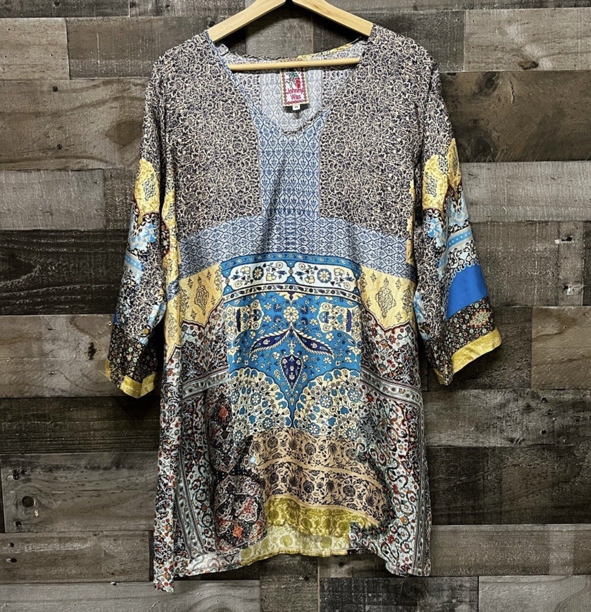 Johnny Was 100% Silk Tunic Top Blouse Or Mini Dress Sz M Medium Beautiful Cond Johnny Was