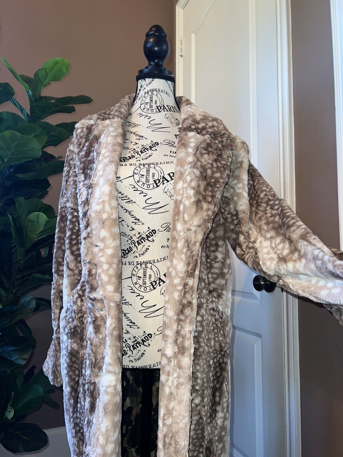 Johnny Was Falyne Faux Fur Coat Jacket Wrap Sz S Small  100% Silk Lining