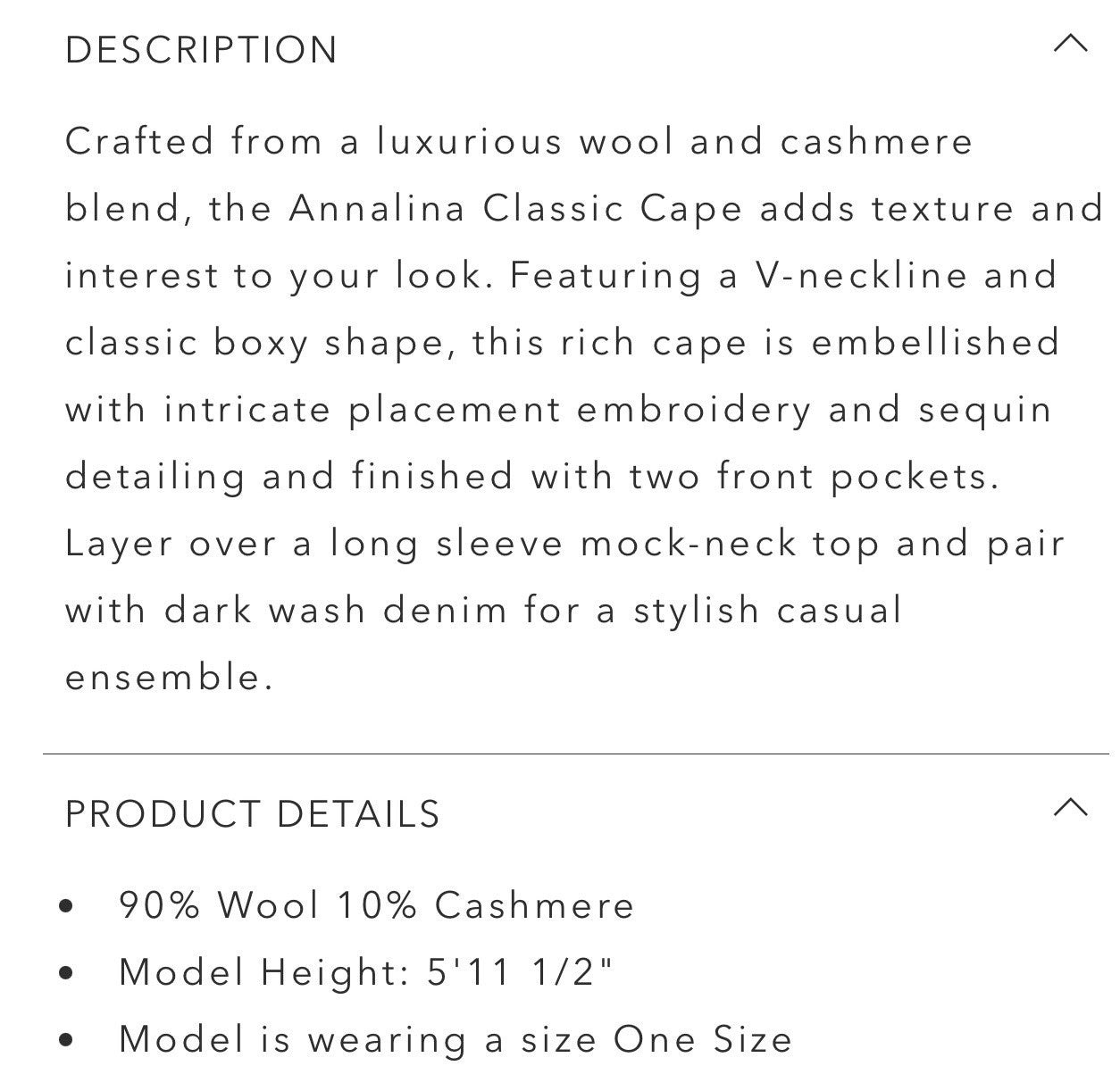 Johnny Was O/S Cashmere Hooded Poncho Wrap Cape Shawl Cardigan One Size $528 Ret Johnny Was