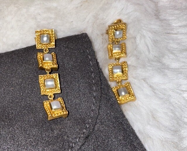 Julie Vos Dangle Drop Pearl Earrings 24k Gold Plated RETIRED Julie Vos