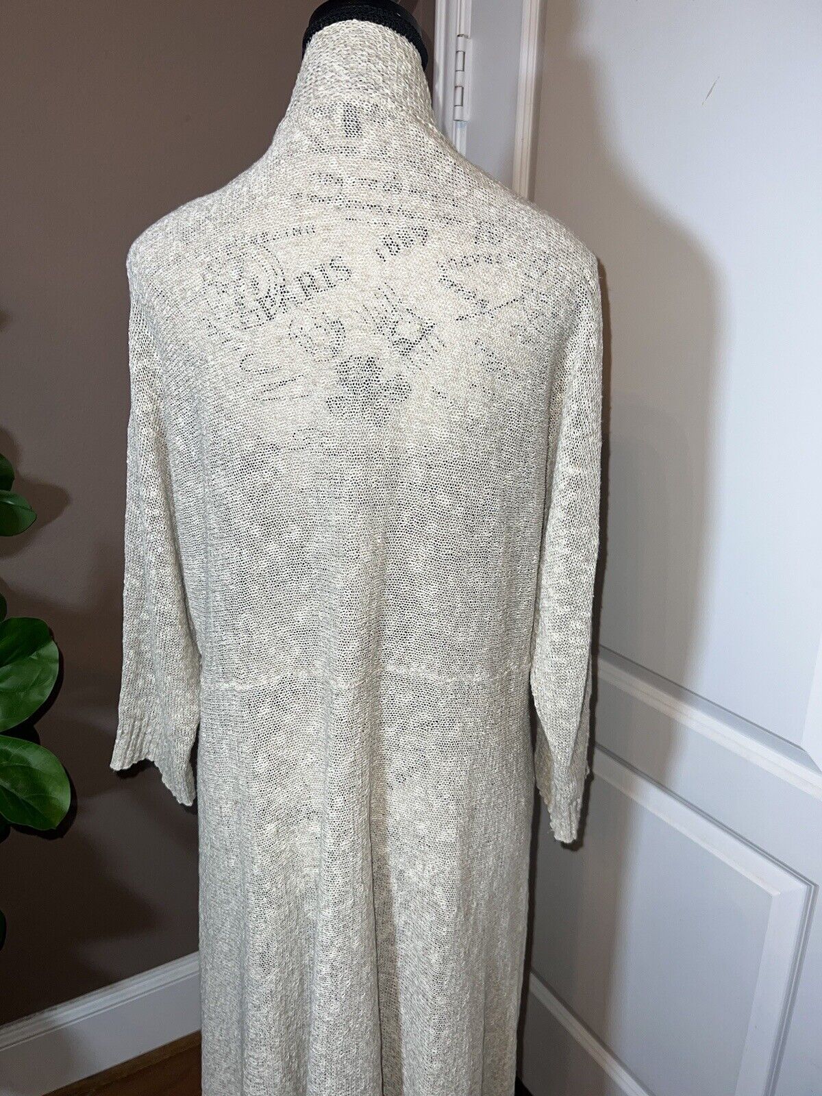 Eileen Fisher XL Natural Linen Color Cardigan Sweater Kimono