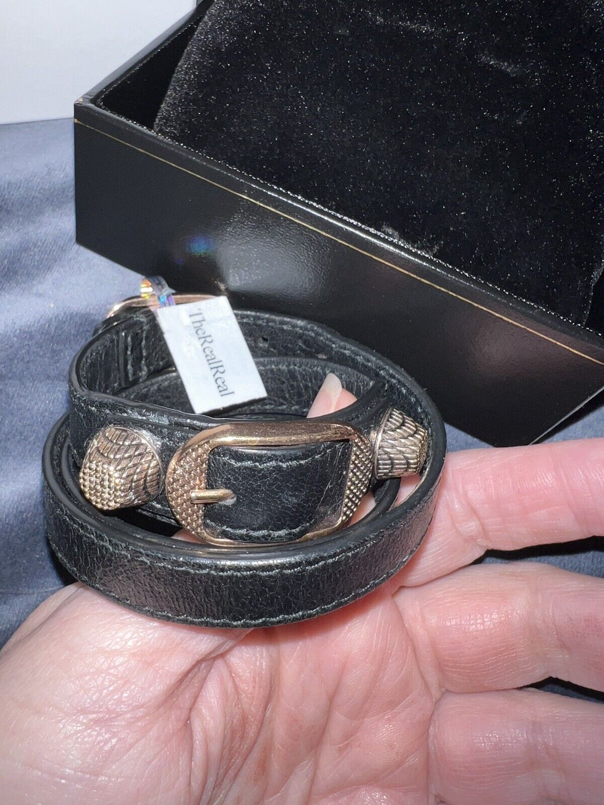 Balenciaga Leather Wrap Bracelet !!!  Triple Wrap  Arena Tour Black/Rose Gold