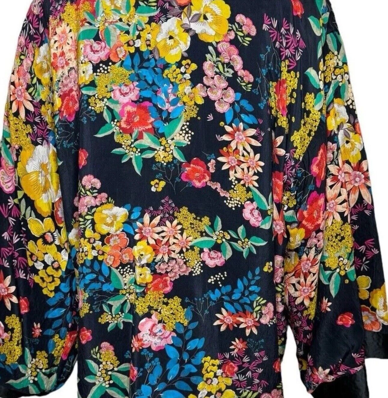 Johnny Was XL 1X Reversible KIMONO Jacket Coat Wrap Embroidery STUNNING