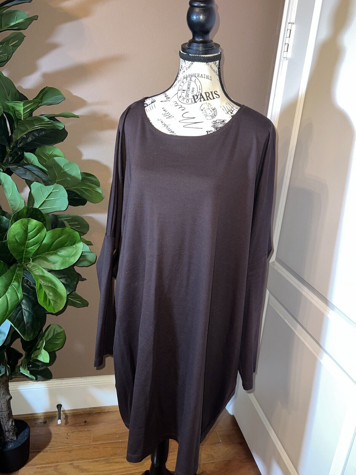 Bryn Walker Chocolate Brown Dolman Sleeve Tunic Top XL  MSRP $190