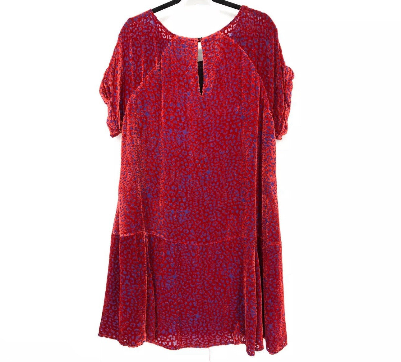 Johnny Was M Medium Red Velvet Burnout Shift Mini Dress Party Scoop Neck Johnny Was