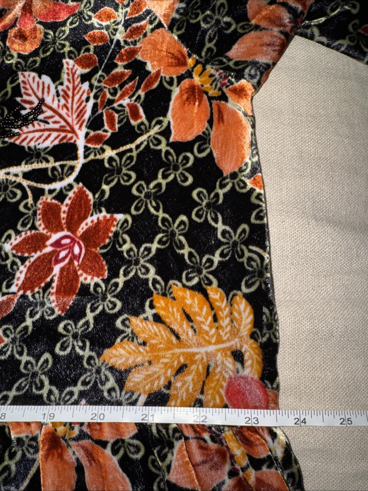 Johnny Was XL Velvet Mini Dress Tiered Fall Colors Babydoll Beaded Maxi Johnny Was