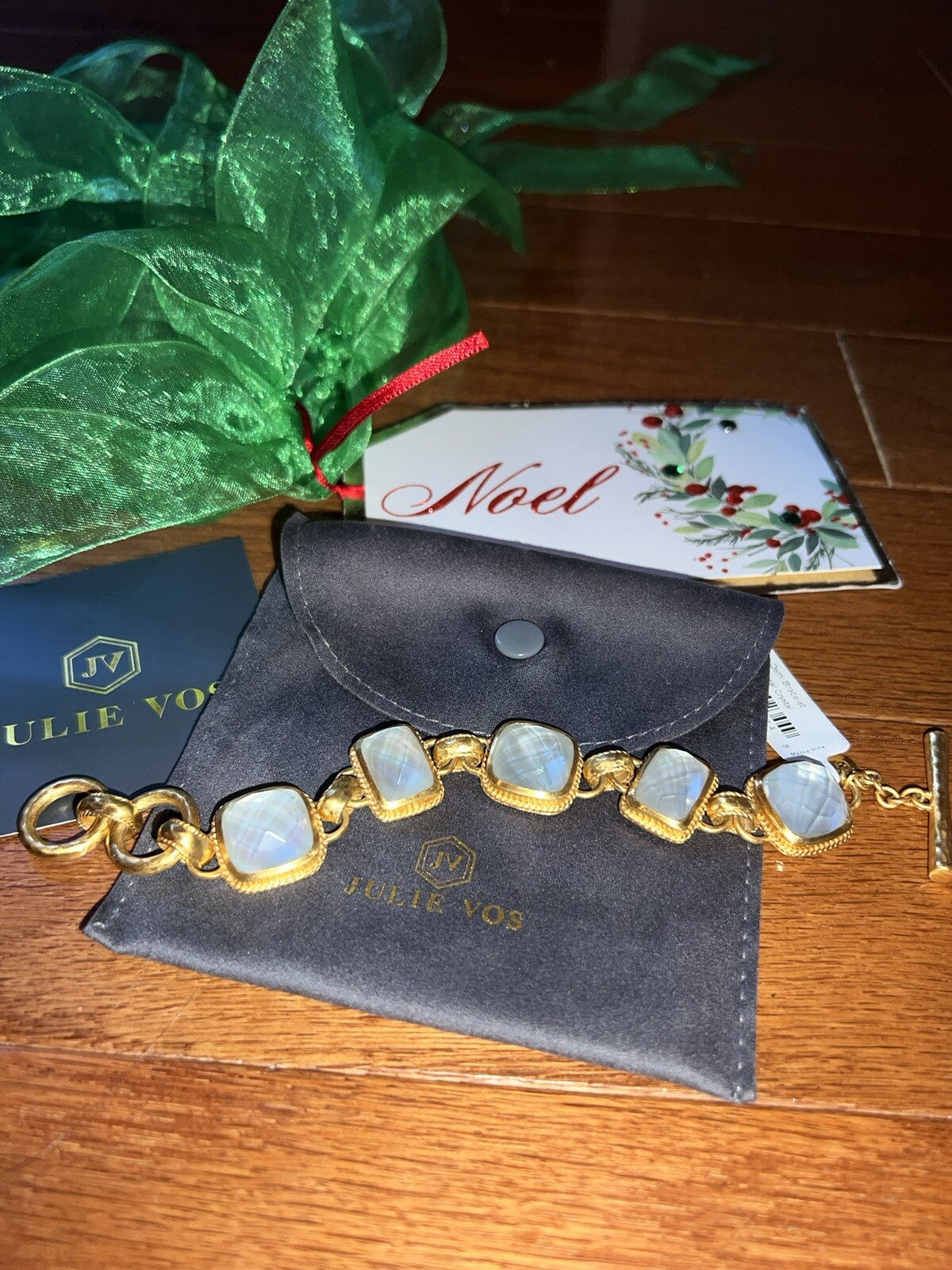 Julie Vos Beautiful Iridescent Clear Link Bracelet W/ Adjustable Toggle Julie Vos