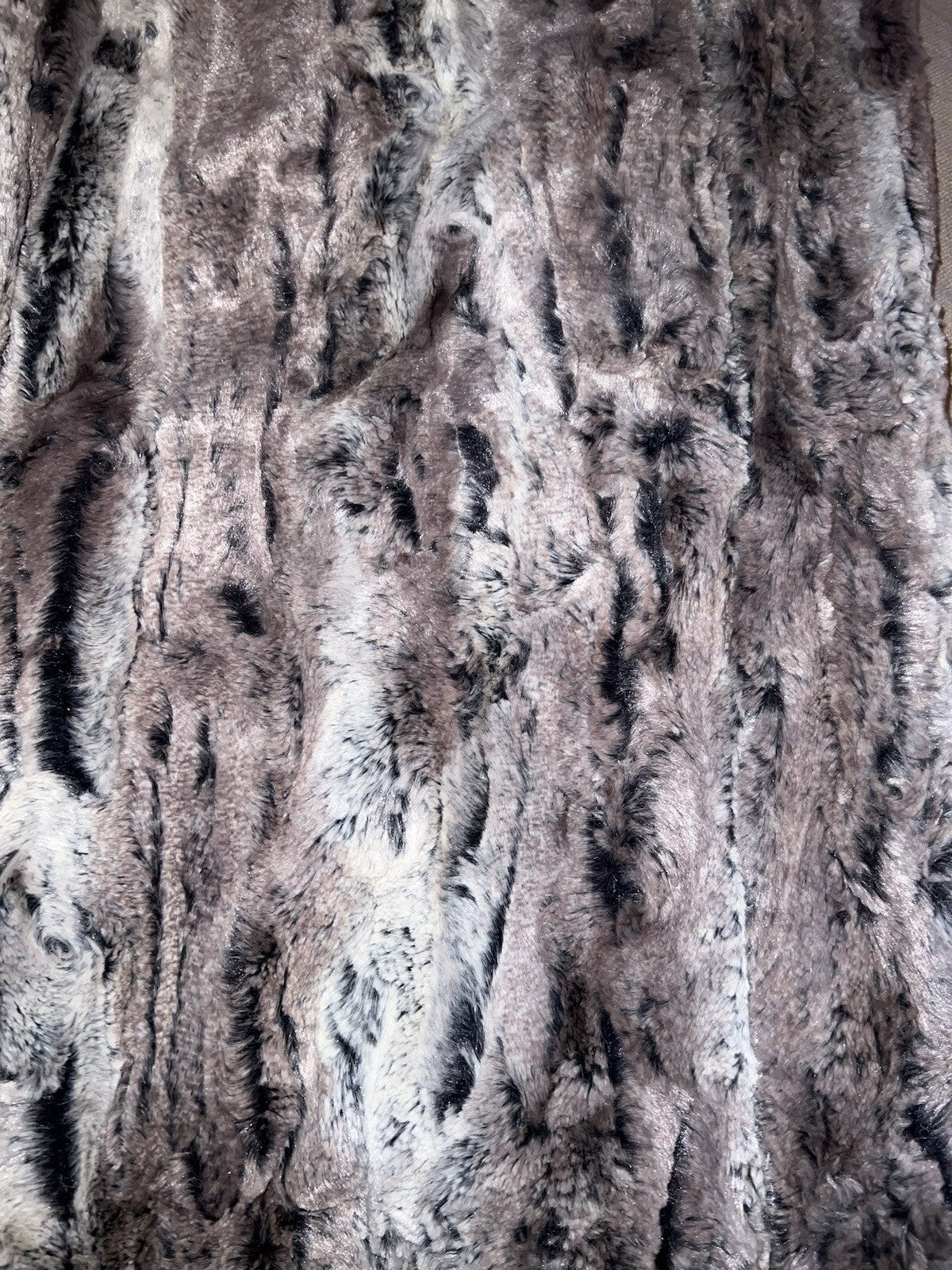 Johnny Was M Foxy Faux Fur Coat Jacket Wrap 100% Silk Lining Pockets Grey Brown Johnny Was