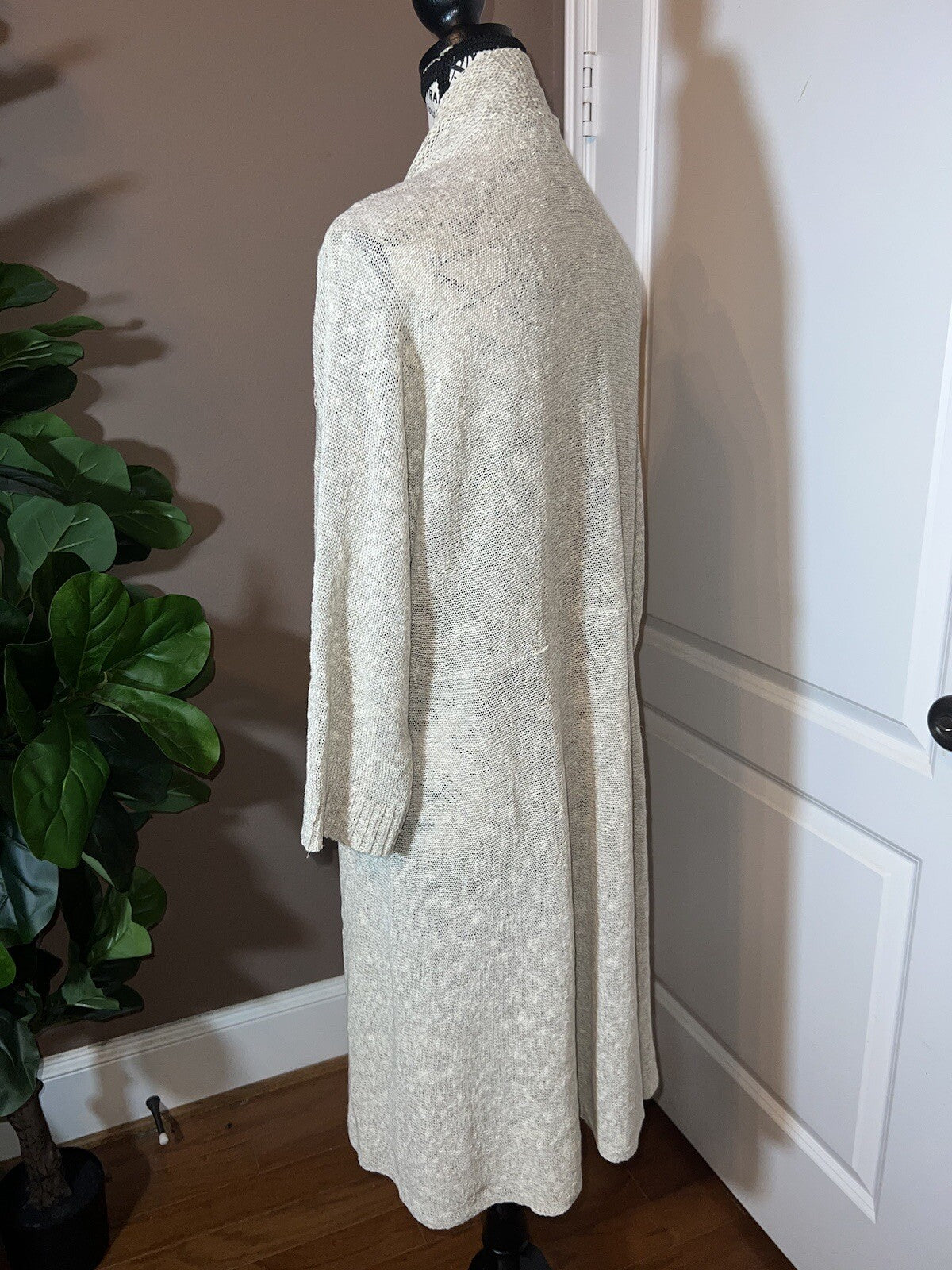 Eileen Fisher XL Natural Linen Color Cardigan Sweater Kimono Eileen Fisher