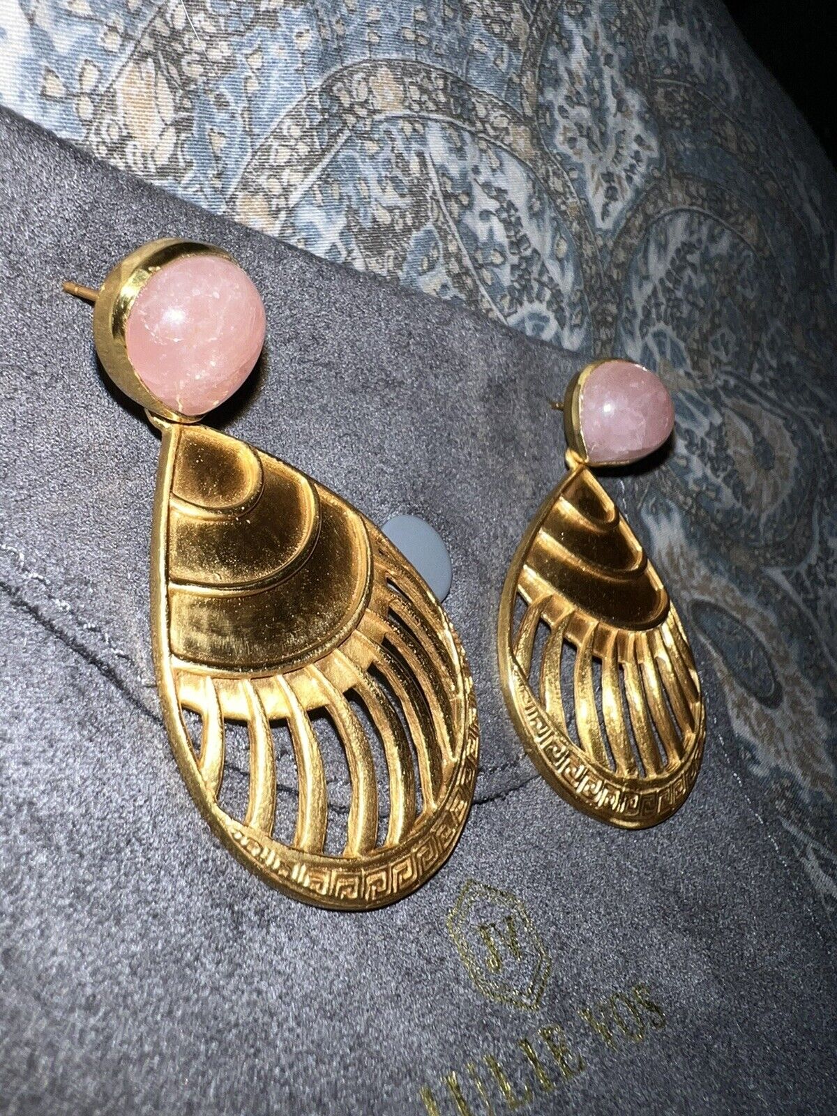 Julie Vos Pink Quartz 24K Gold Plated Earrings Gorgeous