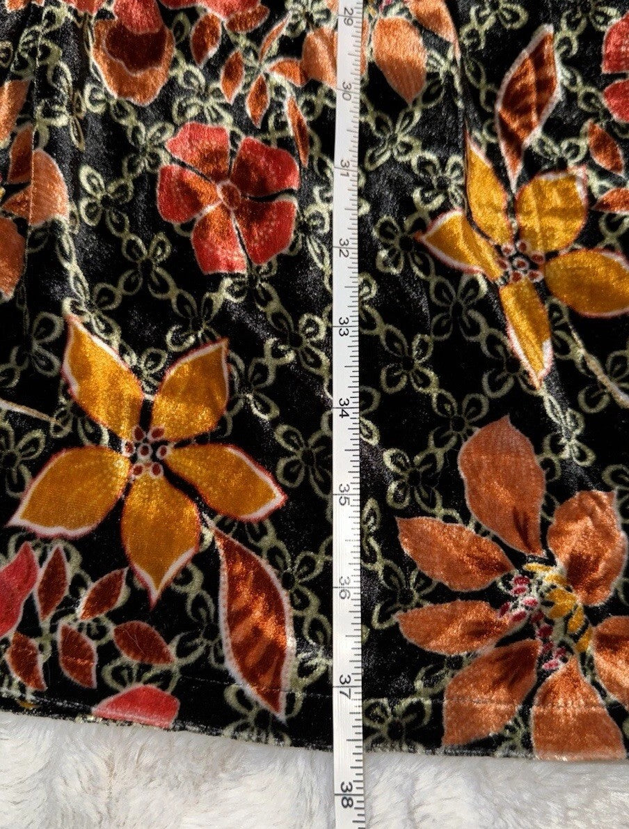 JOHNNY WAS Large Velvet Mini Dress Tiered Tunic Top Babydoll Beaded Tassel Johnny Was