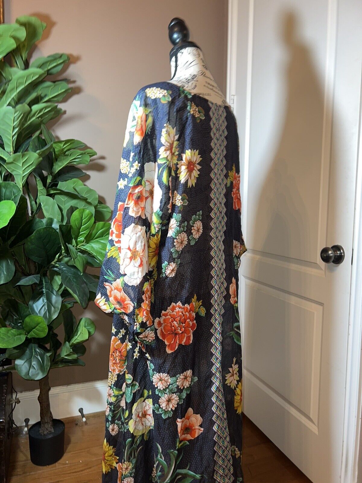 Johnny Was 1XL 1X XL Maxi Dress Cover Up Lightweight Floral Pattern