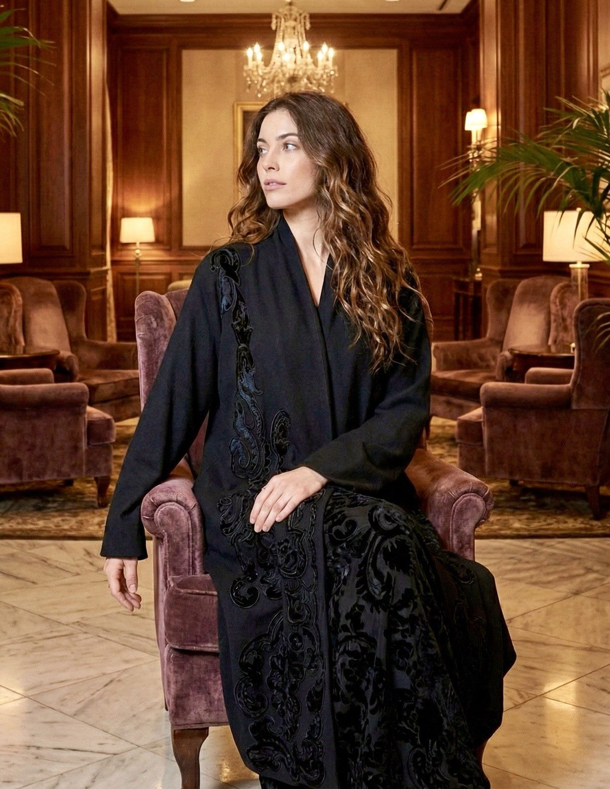 Johnny Was M Black Wool Blend Dressy Coat Silk Lining Jacket Satin Accents Johnny Was