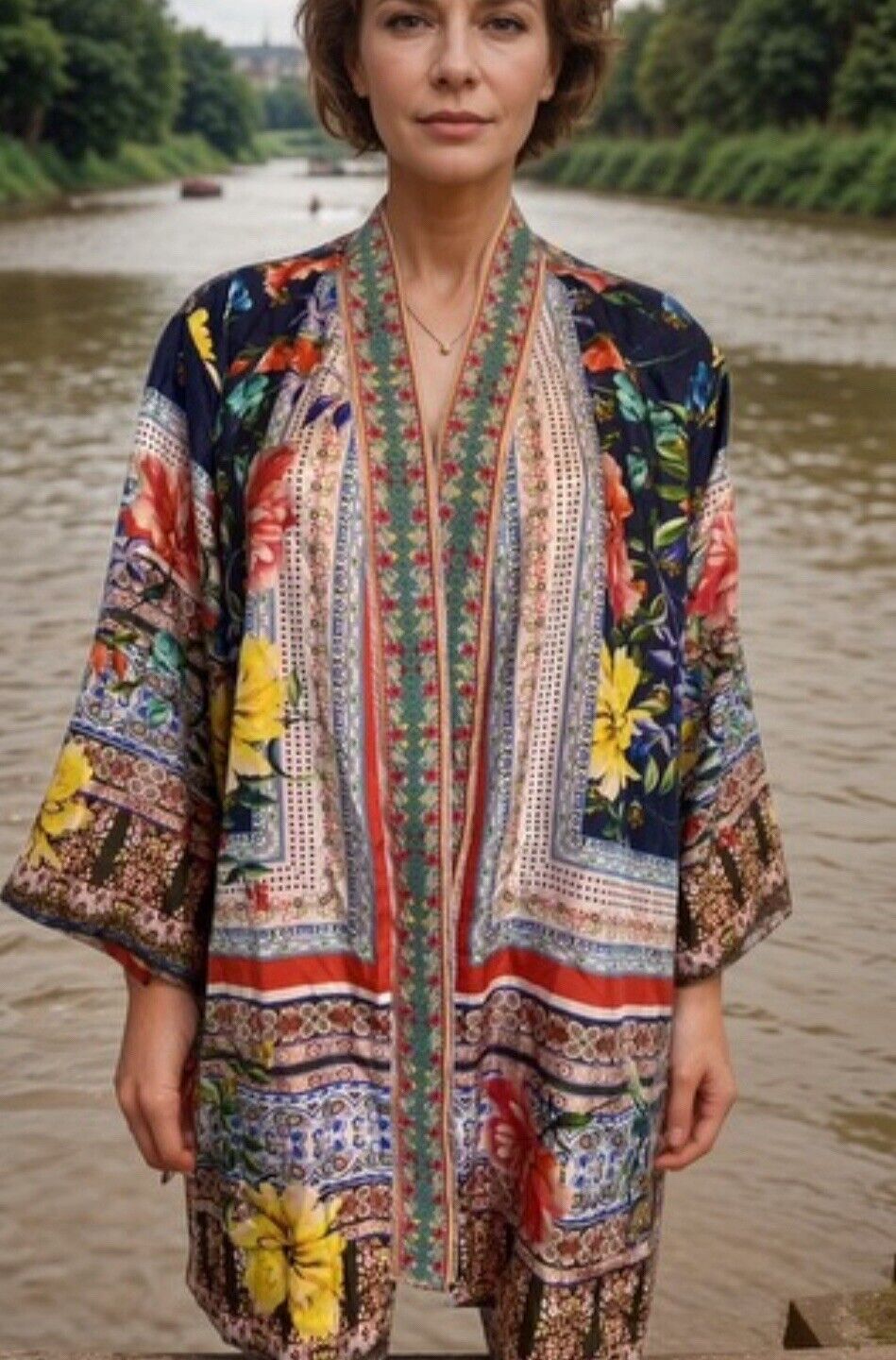 Johnny Was 2X 2XL 100% Silk REVERSIBLE Kimono Top Jacket Wrap Cardigan