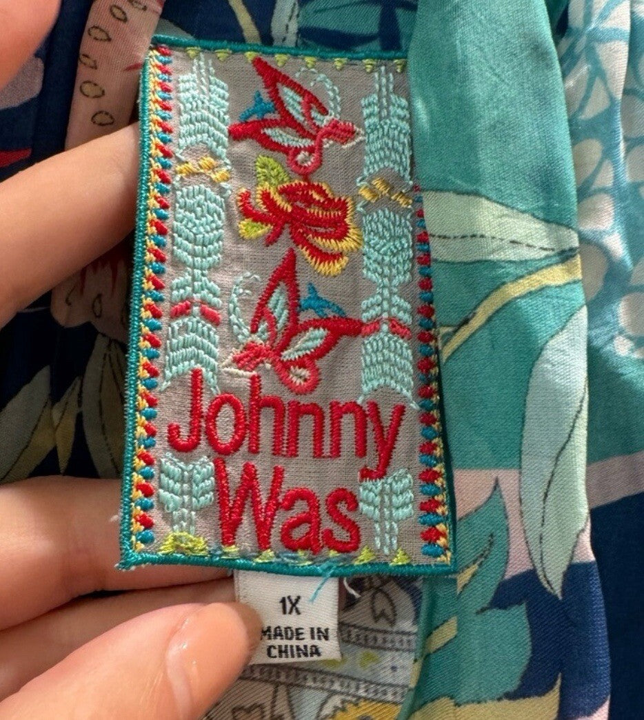 Johnny Was 1X Plus 100% Silk Kimono Wrap Cardigan Jacket Bohemian Luxury Johnny Was