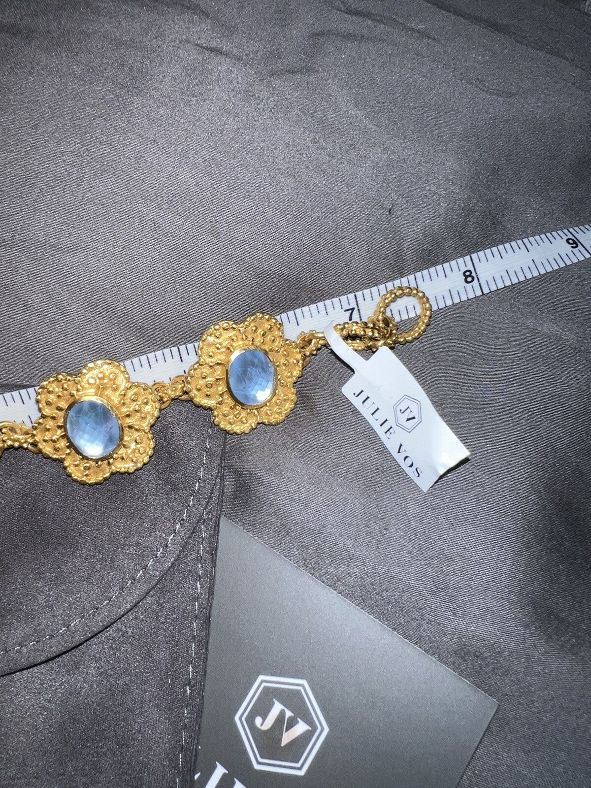 Julie Vos Chalcedony Blue Iridescent Colette Flower Link Toggle Bracelet Julie Vos