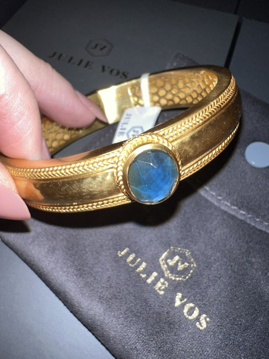 Julie Vos Hinged Bangle with Sapphire Blue Stone